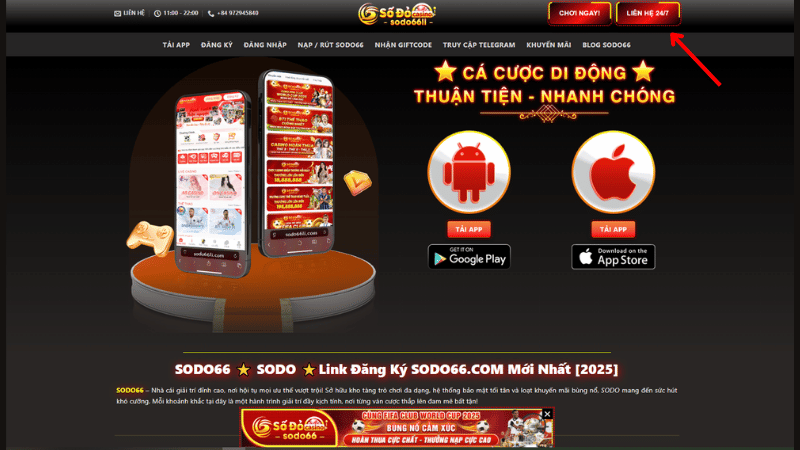 nhận giftcode tại trang chủ sodo66li